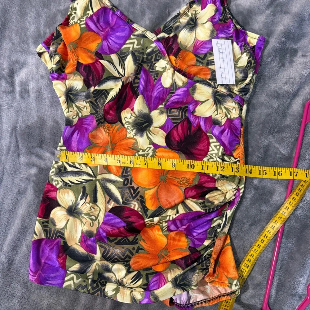 Mainstream Floral One Piece Swimsuit Women's 18 Vtg Union Made Tropical Retro